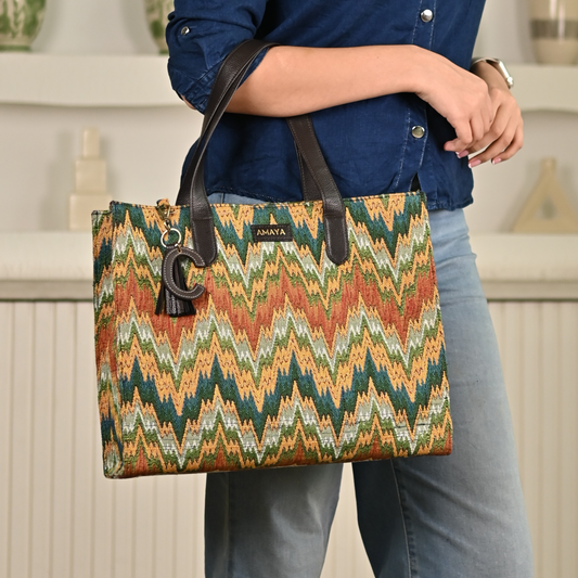 OLIVE CHEVRON - OFFICE TOTE BAG 2.0